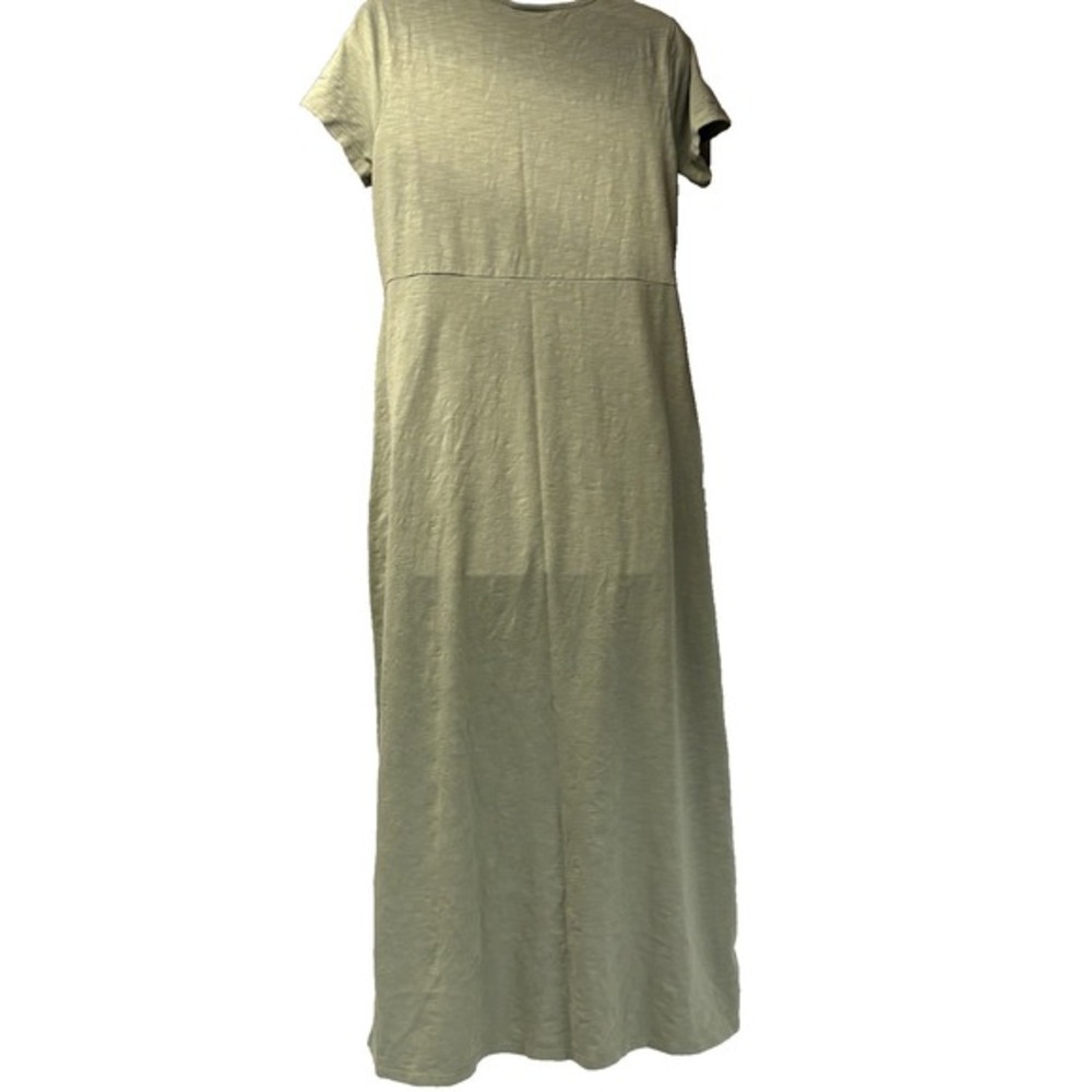 J. Jill Women's Small Sage Green Cotton Modal Maxi Dress Cap Sleeve Pockets - Picture 5 of 7